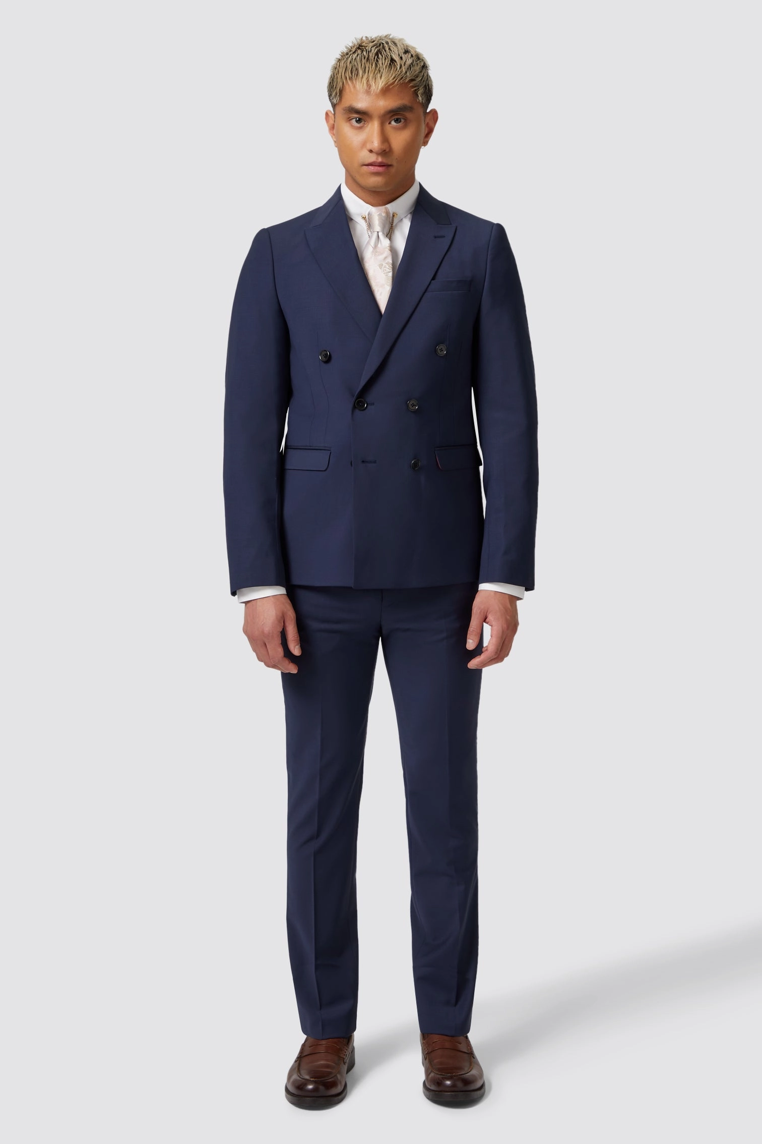 Harwood Slim Fit Navy Double Breasted Wool Suit - ARCHIVE
