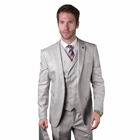 Haumea Collection: Men's Grey Tailored Fit 3-Piece Suit