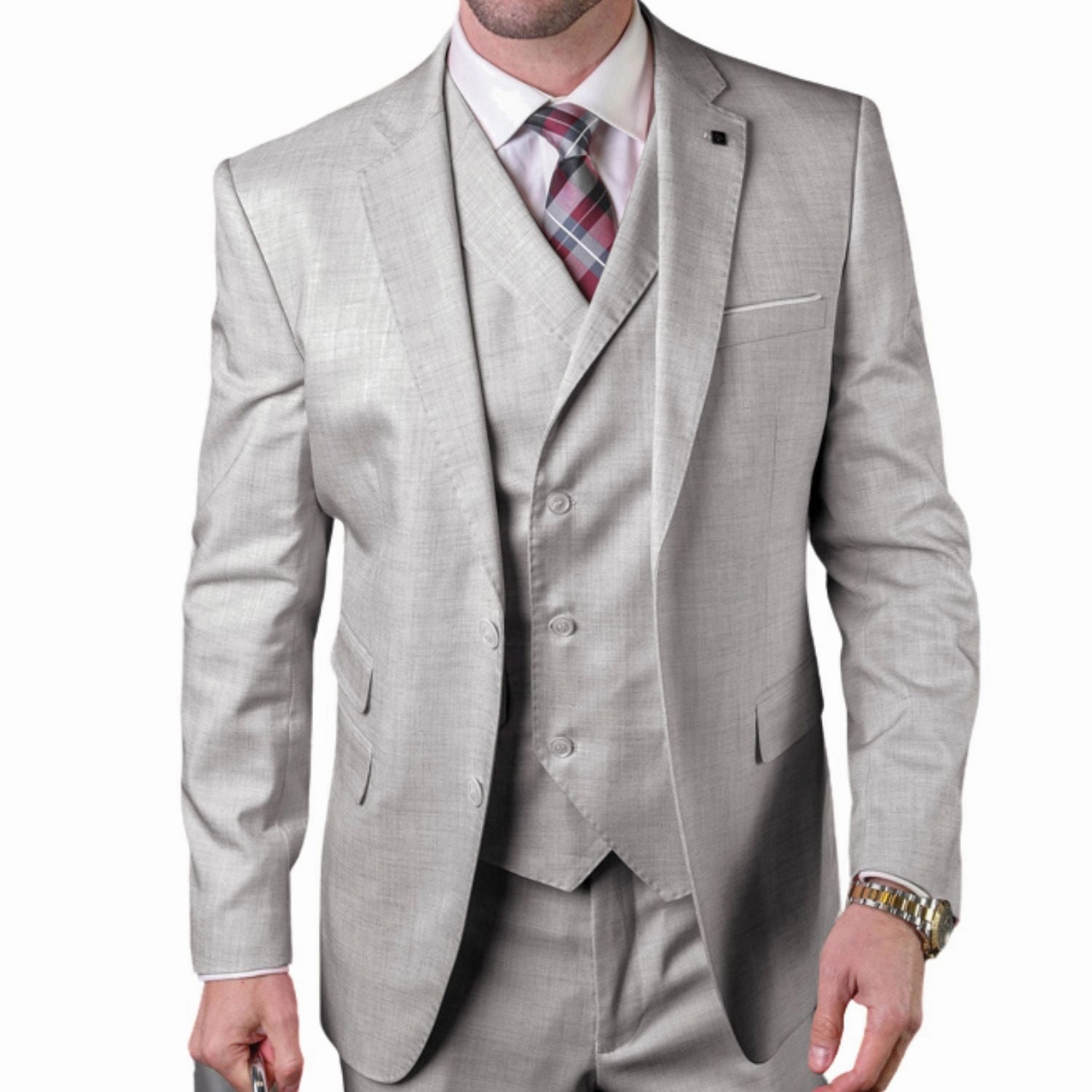 Haumea Collection: Men's Grey Tailored Fit 3-Piece Suit