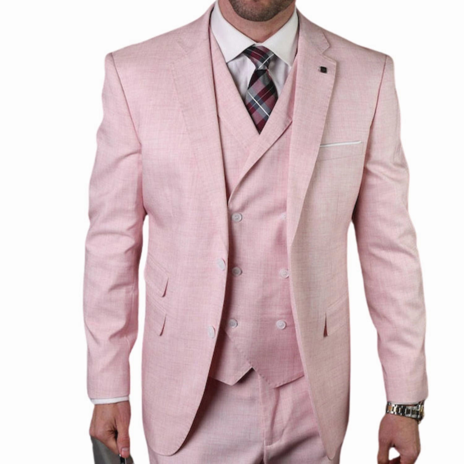 Haumea Collection: Men's Pink Tailored Fit 3-Piece Suit