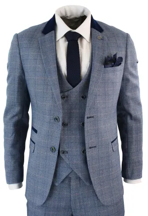 Hilton Blue Check 3 Piece Suit