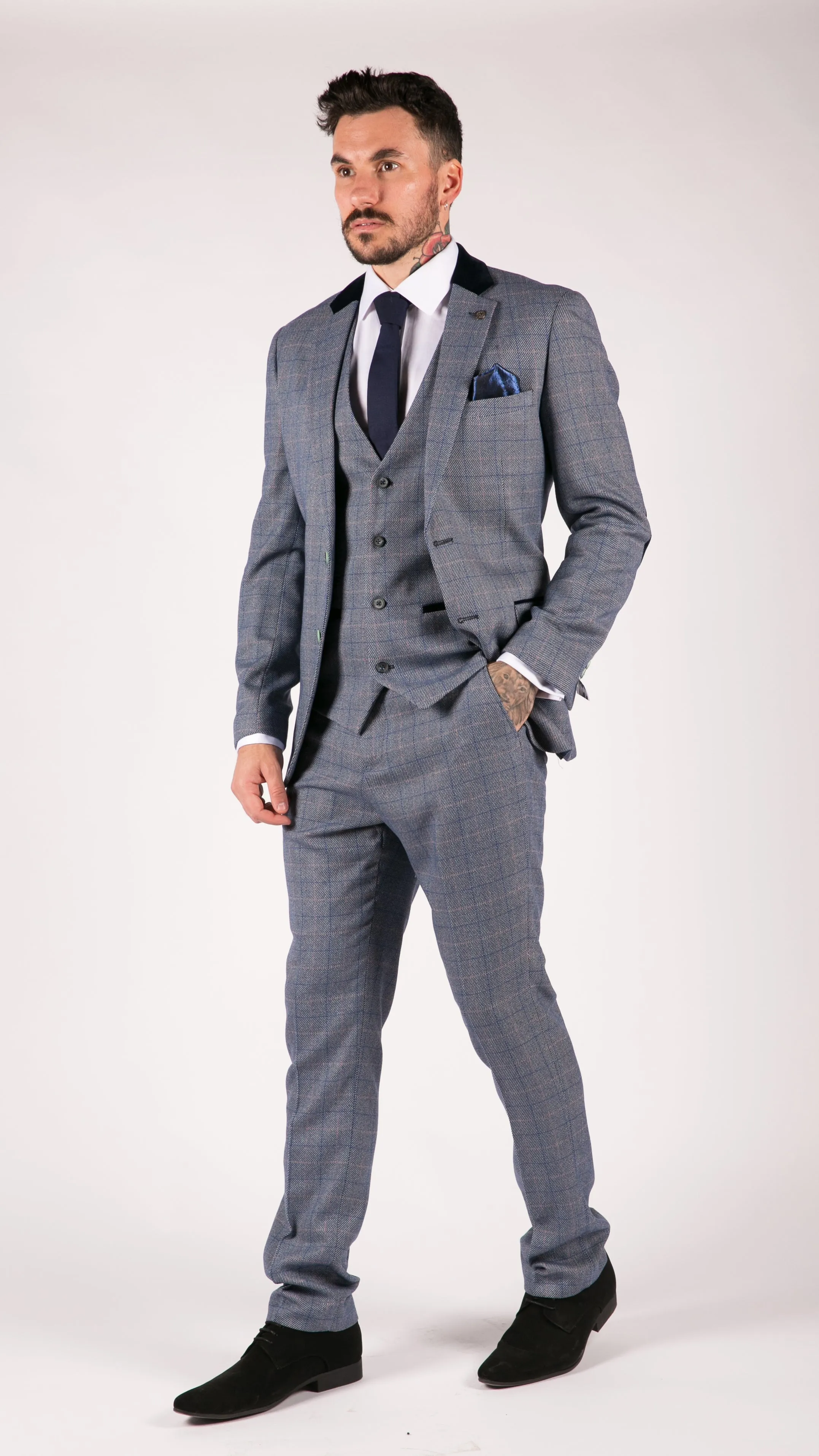 Hilton Blue Check 3 Piece Suit