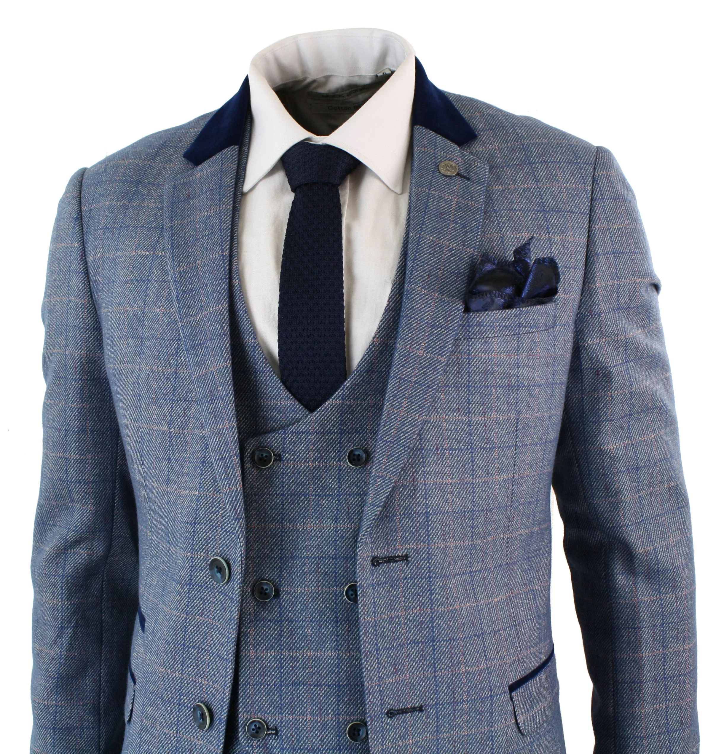 Hilton Blue Check 3 Piece Suit