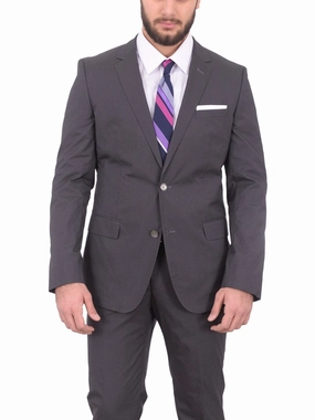 Hugo Boss Hutson1/gander Slim Fit Gray Mini Striped Stretch Cotton Blend Suit