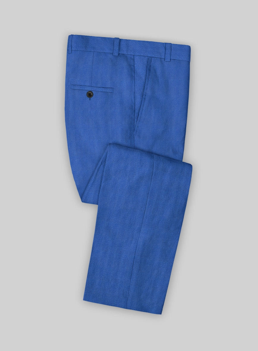 Italian Prato Electric Blue Herringbone Linen Suit