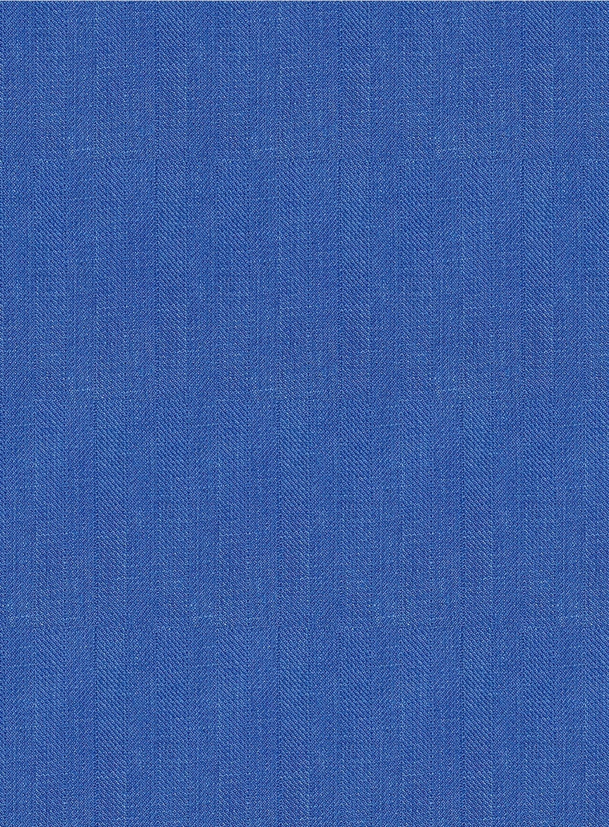 Italian Prato Electric Blue Herringbone Linen Suit