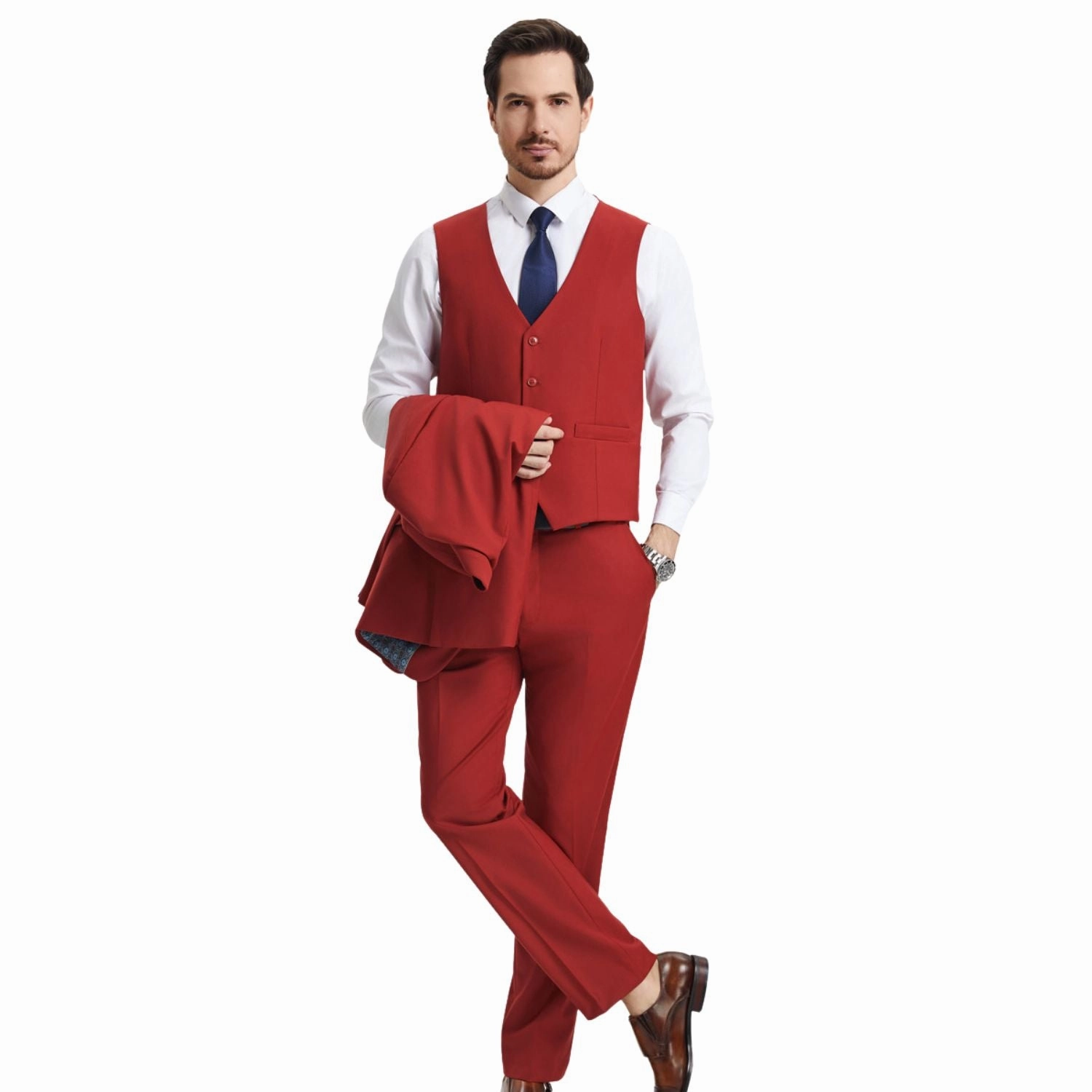 Kepler Collection: Stacy Adams Brick Solid 3-Piece Suit