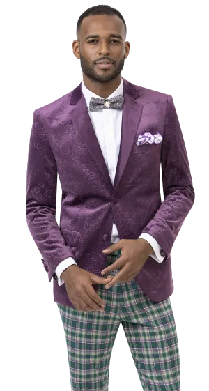 Lavender Tone on Tone Floral Design Regular Fit Fashion Blazer J37