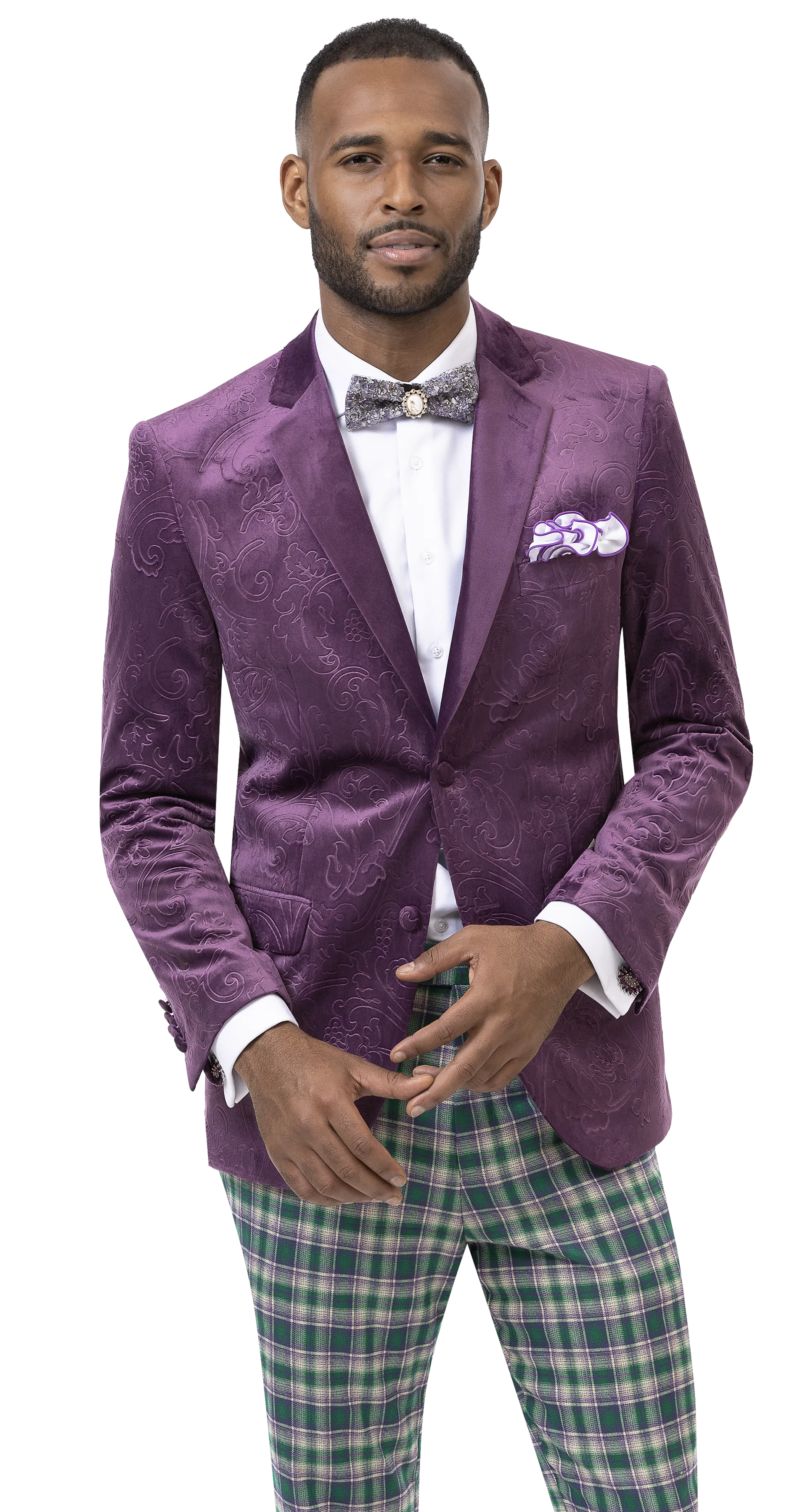 Lavender Tone on Tone Floral Design Regular Fit Fashion Blazer J37