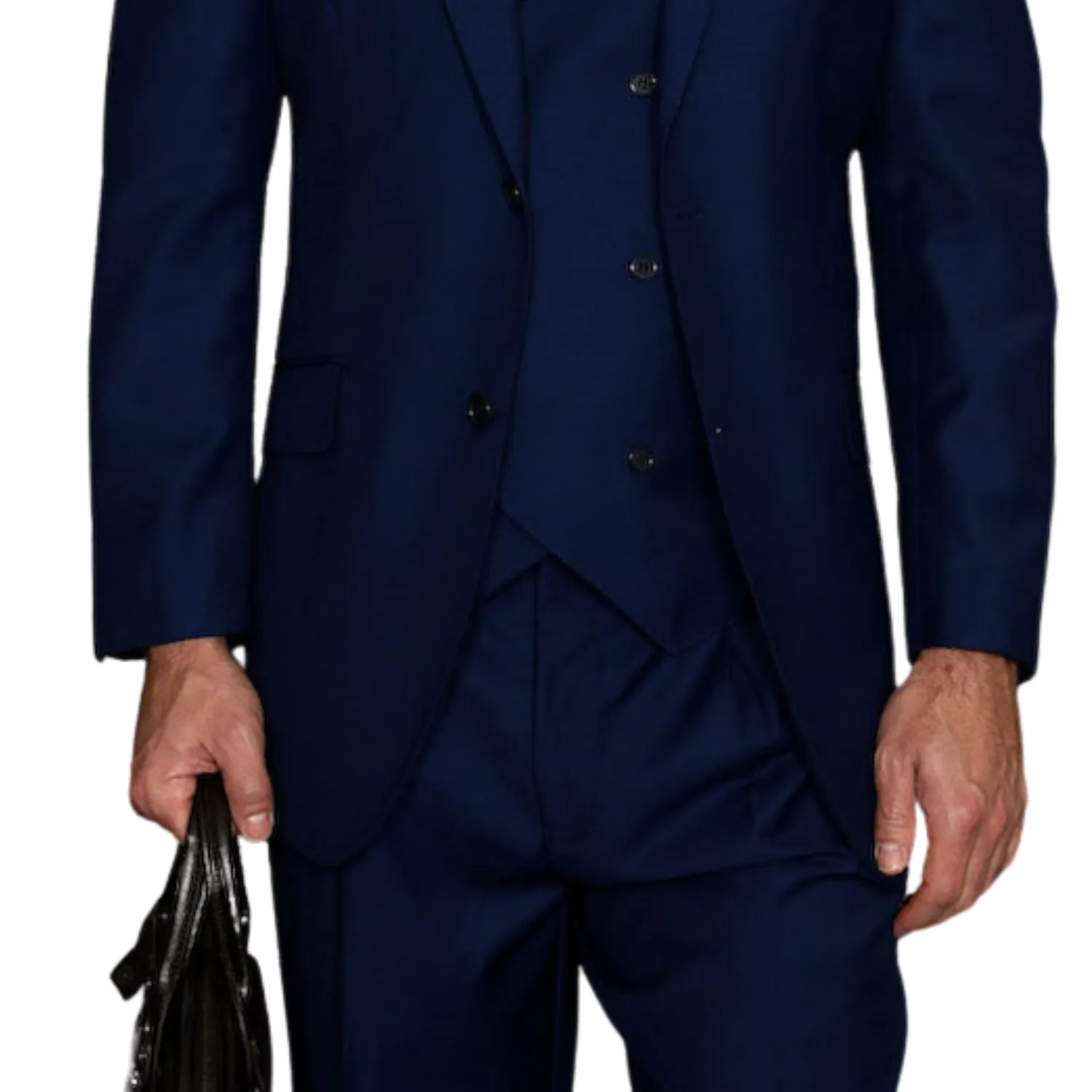 LunarLuxe Collection: Sapphire 3-Piece Suit with Double-Breasted Vest and Pleated Pants - Classic Fit