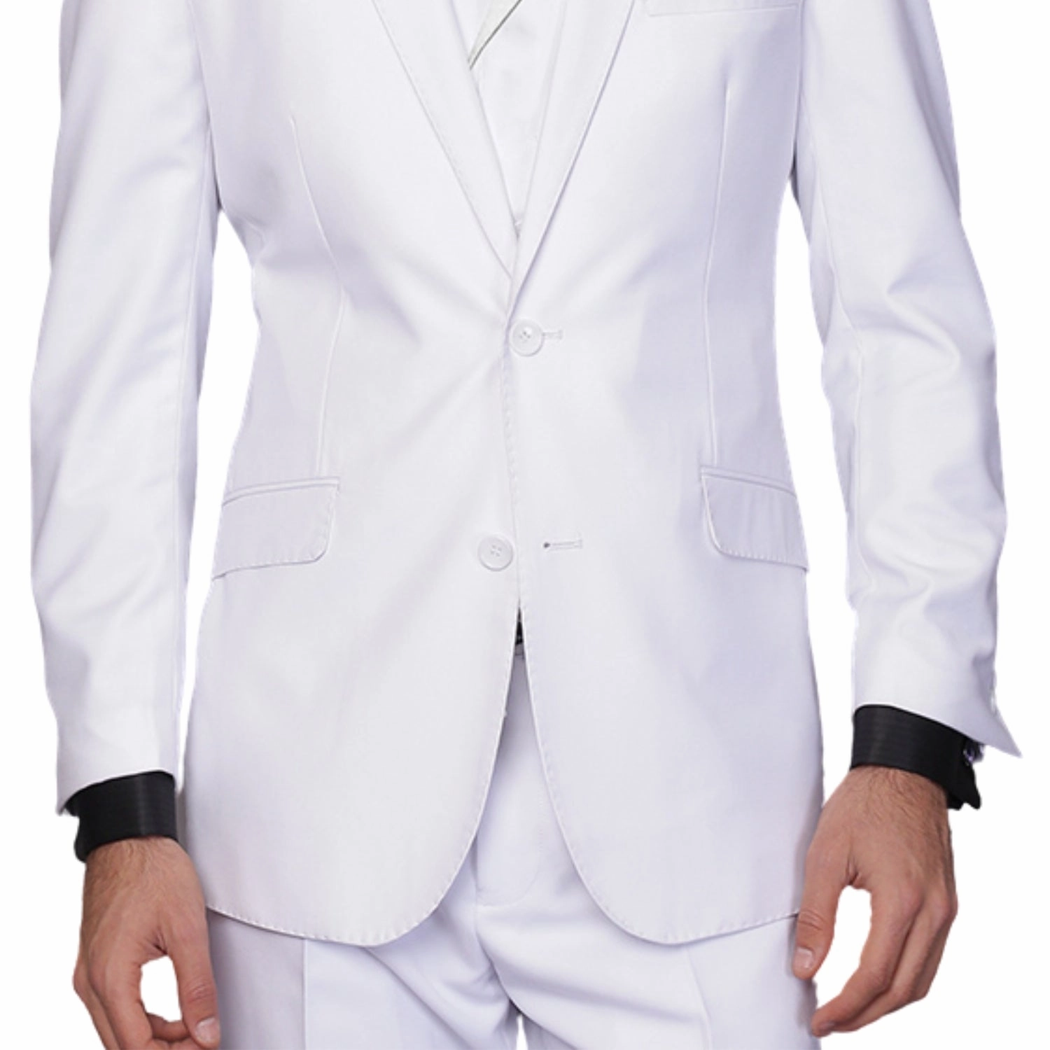 LunarLuxe Collection: White 3-Piece Suit with Double-Breasted Vest and Pleated Pants - Classic Fit