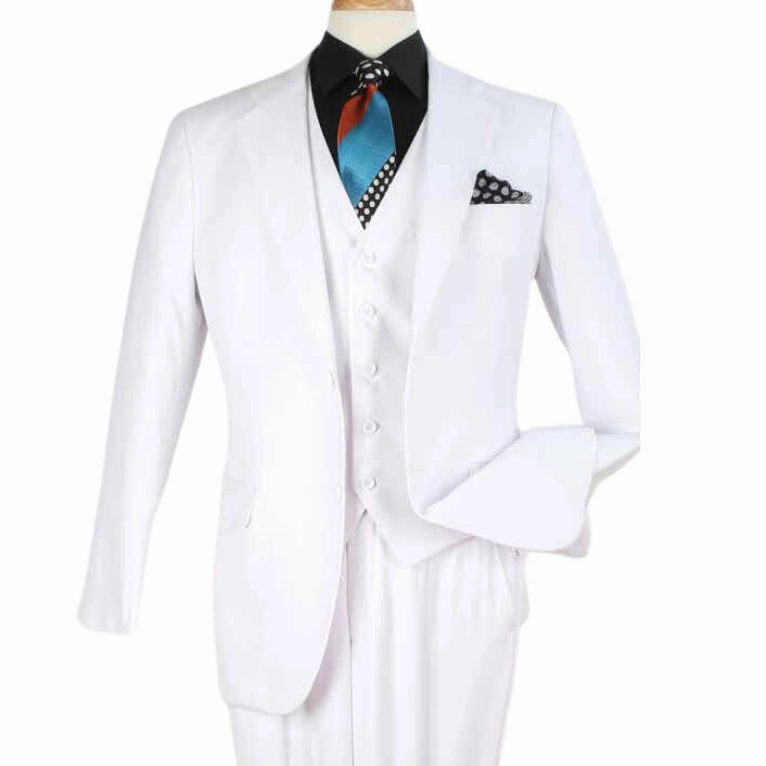 Luxury Wool Feel Pure White Classic Fit 3-Piece Suit Set with Vest