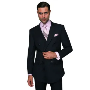 Lyra Collection: Navy Double-Breasted Regular Fit Suit with Pleated Pants