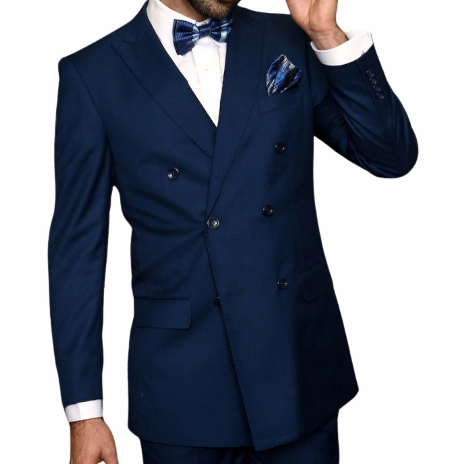 Lyra Collection: Sapphire Double-Breasted Regular Fit Suit with Pleated Pants