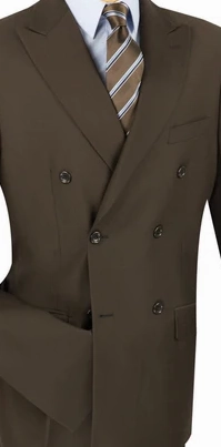 Majestify Collection: Brown 2 Piece Solid Color Double Breasted Regular Fit Suit