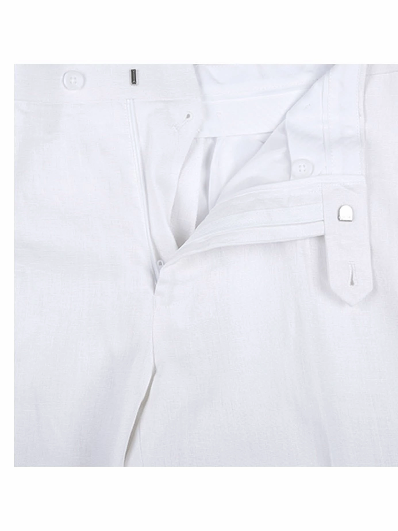 Men's Notch Lapels White Solid Linen Suits