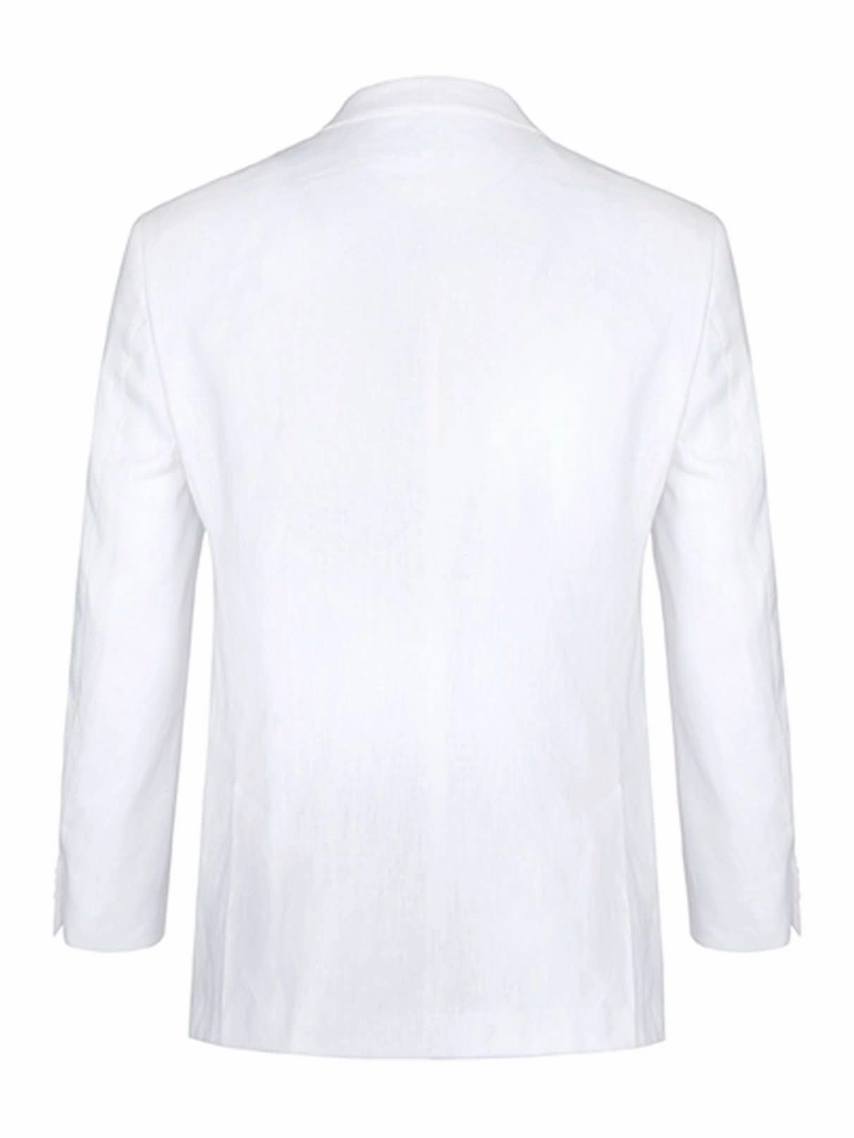 Men's Notch Lapels White Solid Linen Suits
