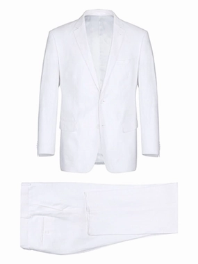 Men's Notch Lapels White Solid Linen Suits