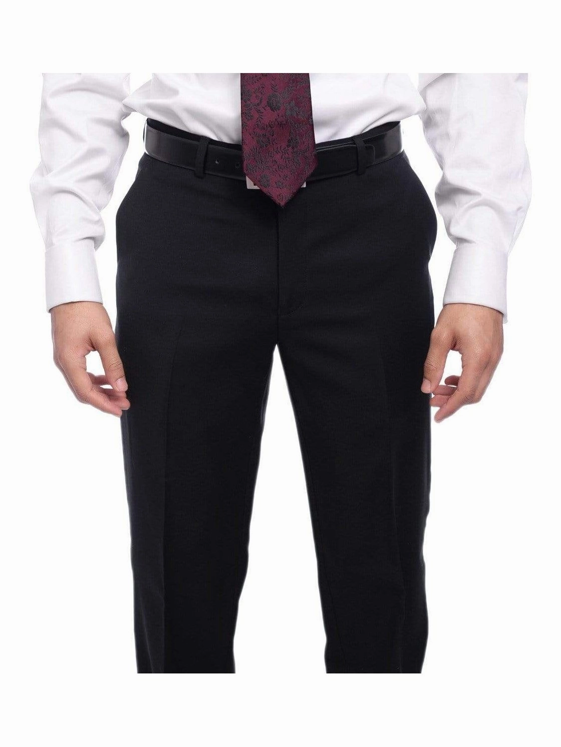 Men's Raphael Classic Fit Solid Black Two Button 3 Piece 100% Wool Vested Suit