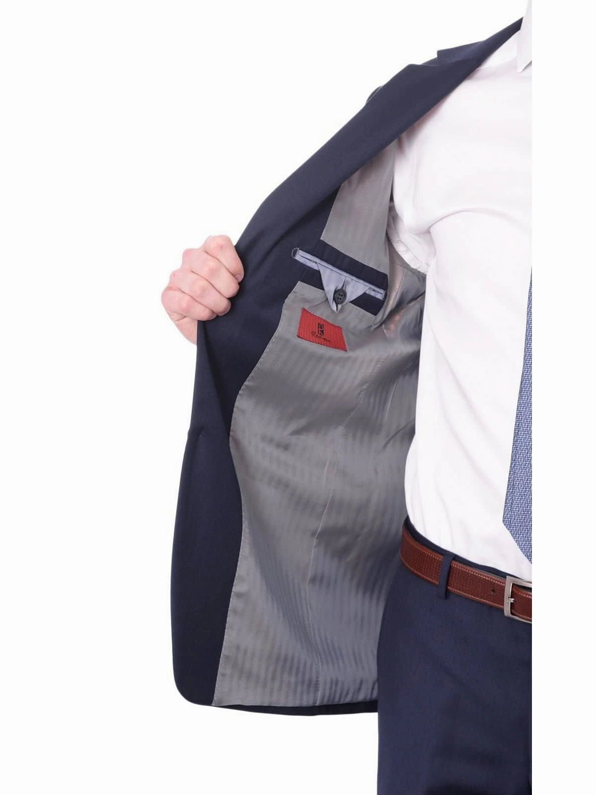 Men's Raphael Regular Fit Solid Blue Two Button 2 Piece Suit Jacket & Pants