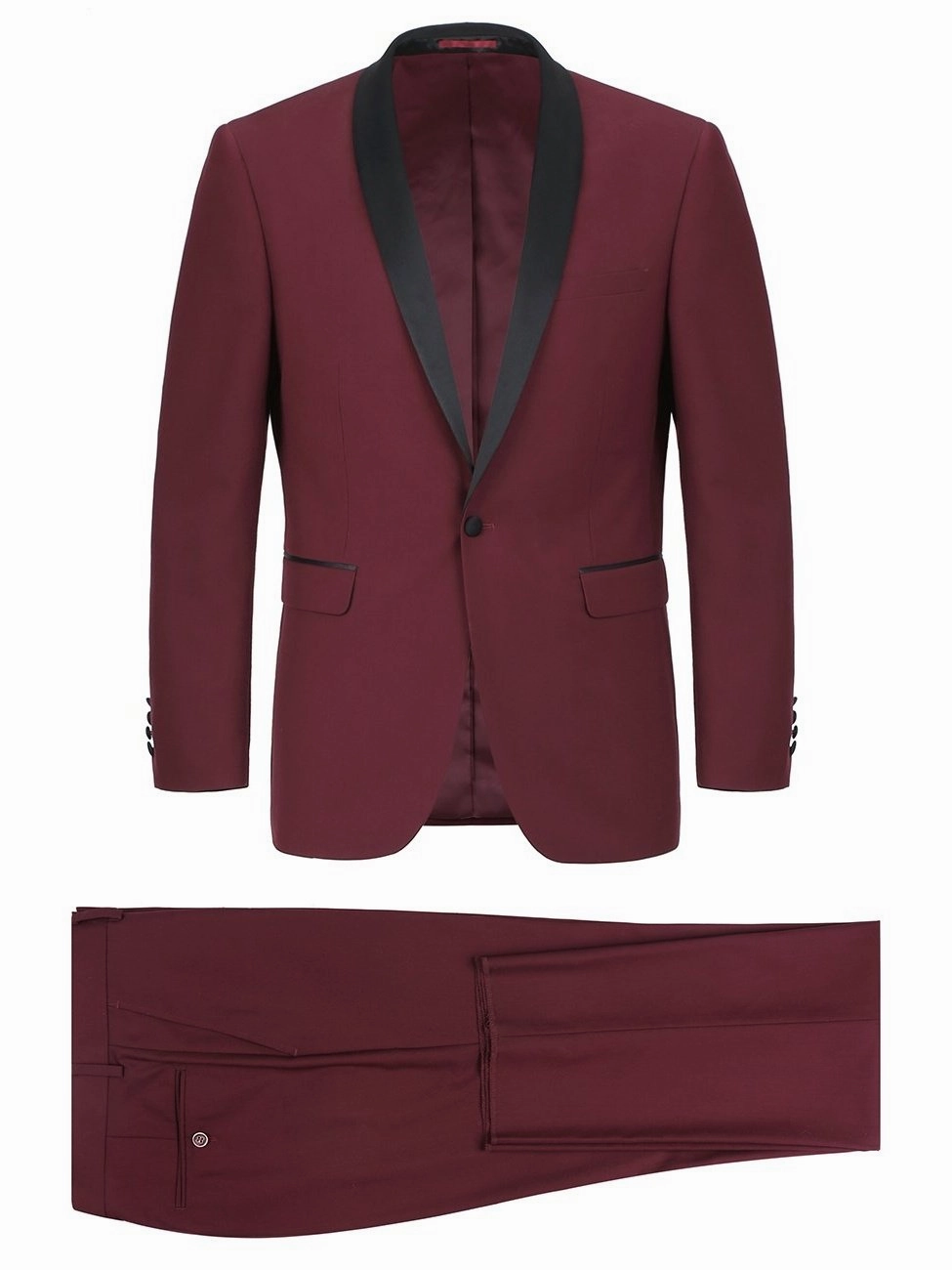 Men's Slim Fit 2-Piece Shawl Lapel Tuxedo Suit