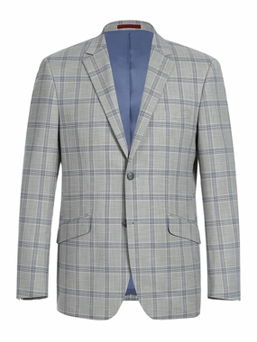 Men's Slim Fit Notch Lapels Light Gray Check Suits