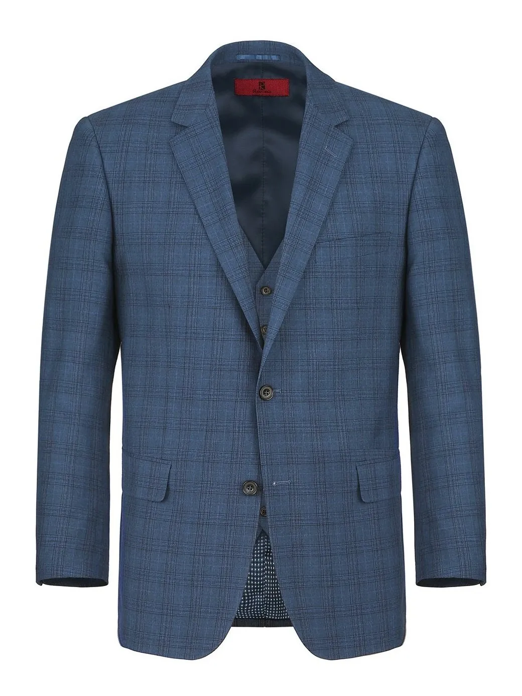 Men's 3-Piece Classic Fit Single Breasted Windowpane Suit