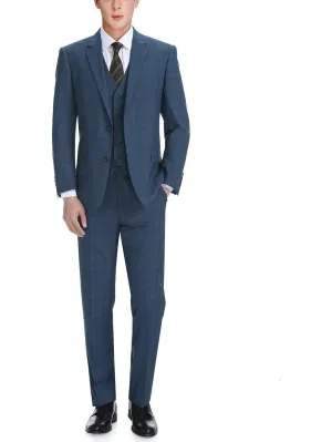 Men's 3-Piece Classic Fit Single Breasted Windowpane Suit