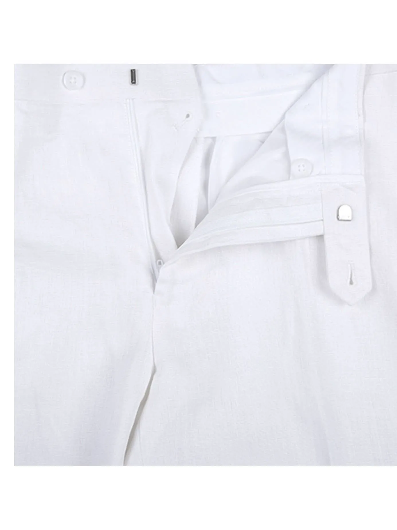 Men's Big & Tall Notch Lapels White Solid Linen Suits