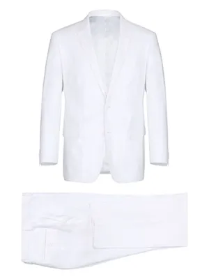 Men's Big & Tall Notch Lapels White Solid Linen Suits