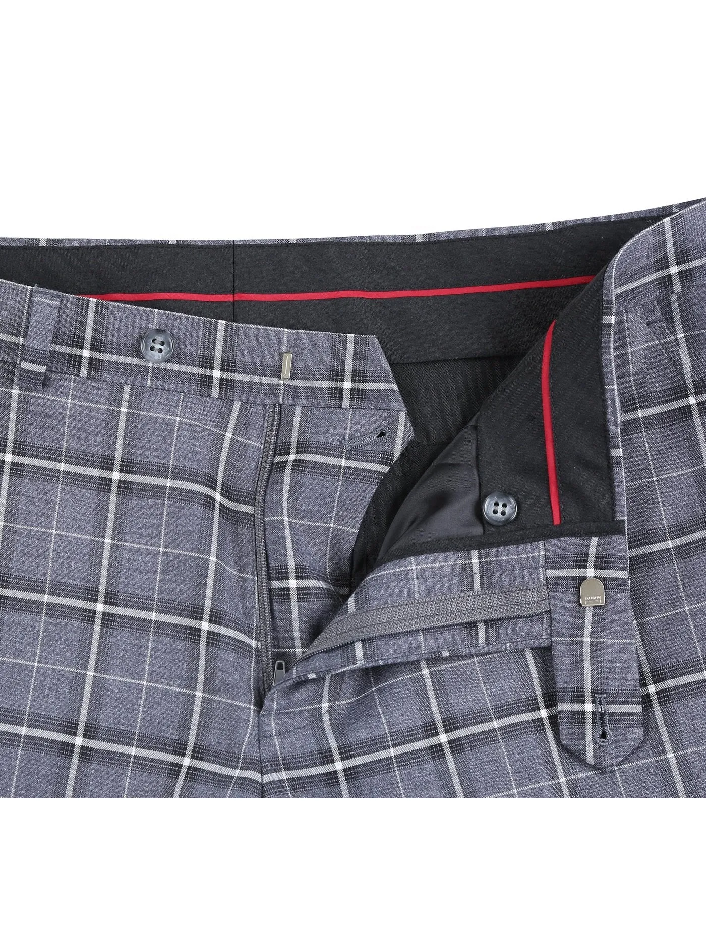 Men's Classic Fit Single Breasted Grey & White Check Suits