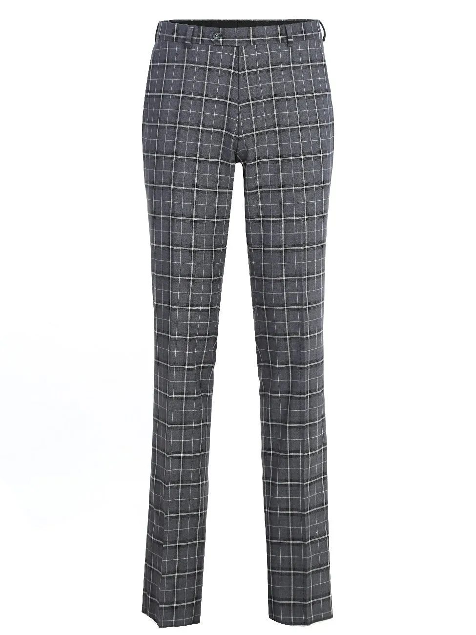 Men's Classic Fit Single Breasted Grey & White Check Suits