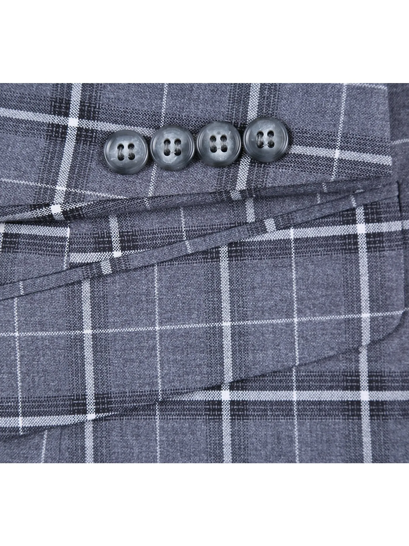 Men's Classic Fit Single Breasted Grey & White Check Suits