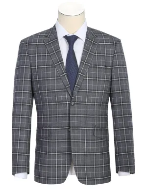 Men's Classic Fit Single Breasted Grey & White Check Suits