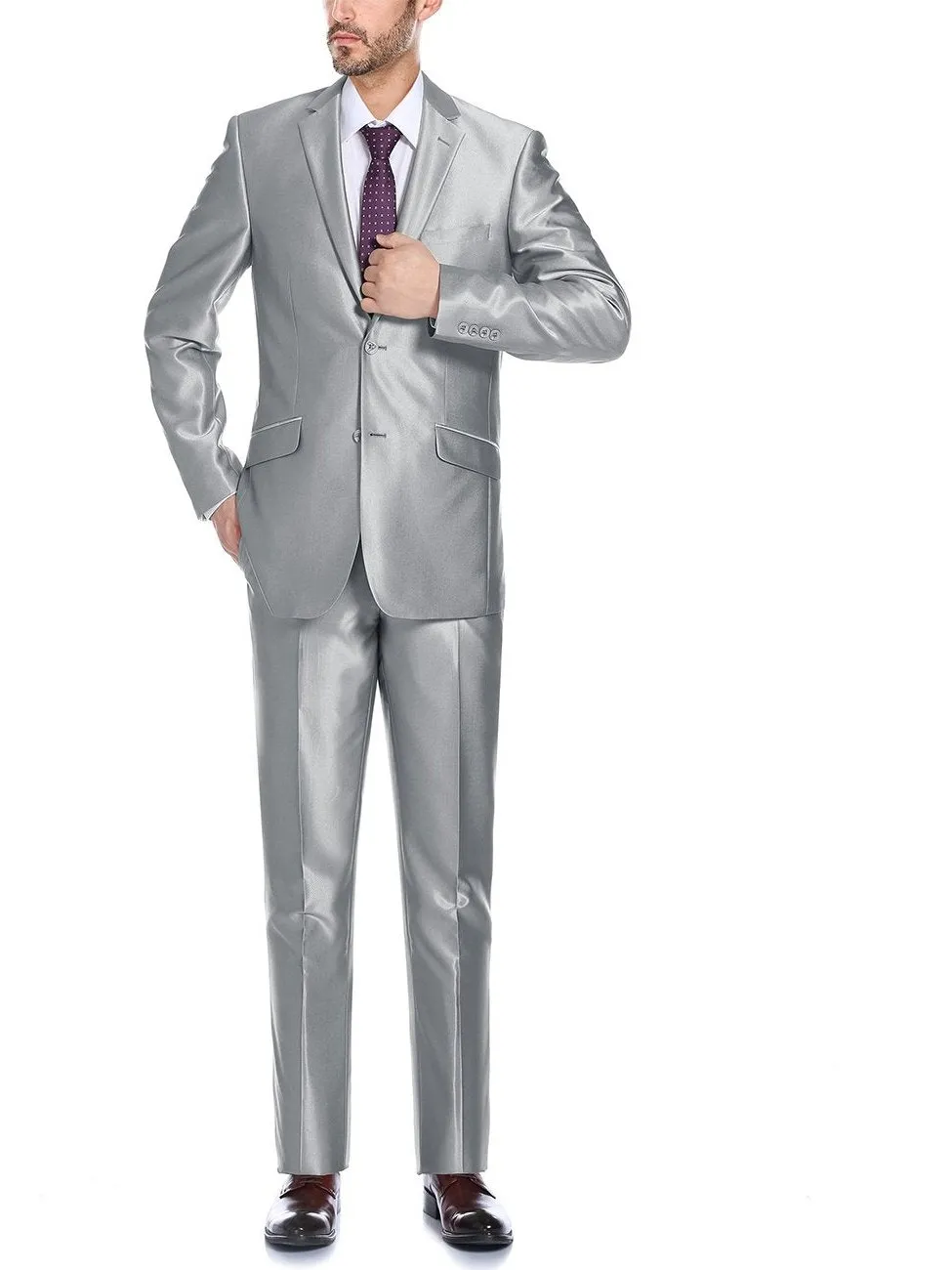 Men's Sharkskin Italian Styled Two Piece Suit
