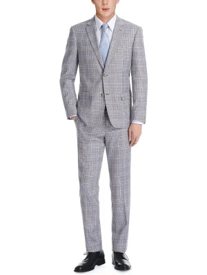 Men's Slim Fit 2-Piece Single Breasted Check Dress Suit