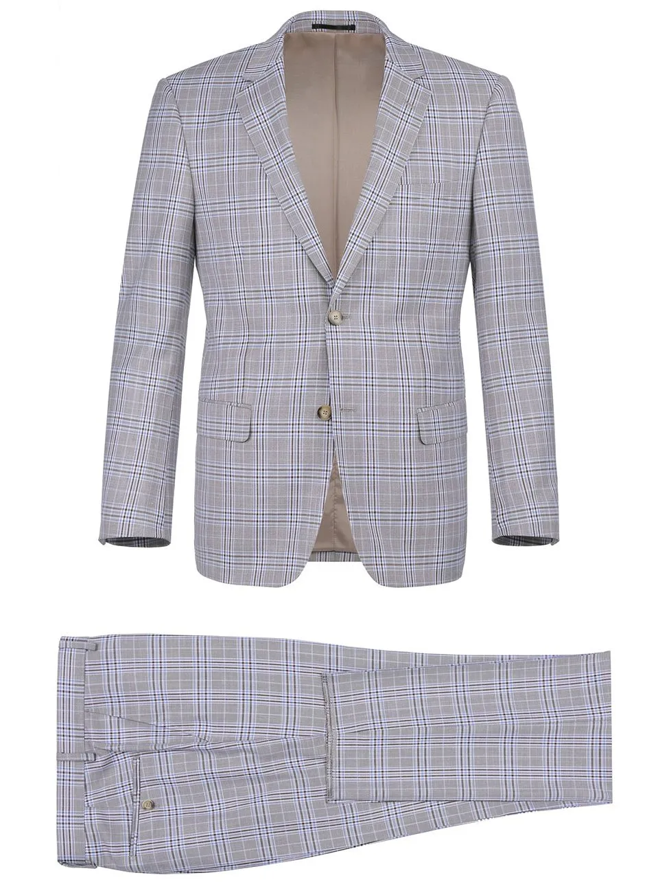 Men's Slim Fit 2-Piece Single Breasted Check Dress Suit