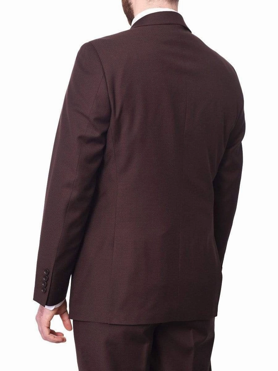 Mens Big & Tall Classic Fit Two Button 100% Wool Wrinkle Resistant Suit - Solid Brown