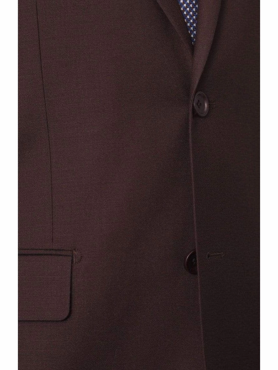 Mens Big & Tall Classic Fit Two Button 100% Wool Wrinkle Resistant Suit - Solid Brown
