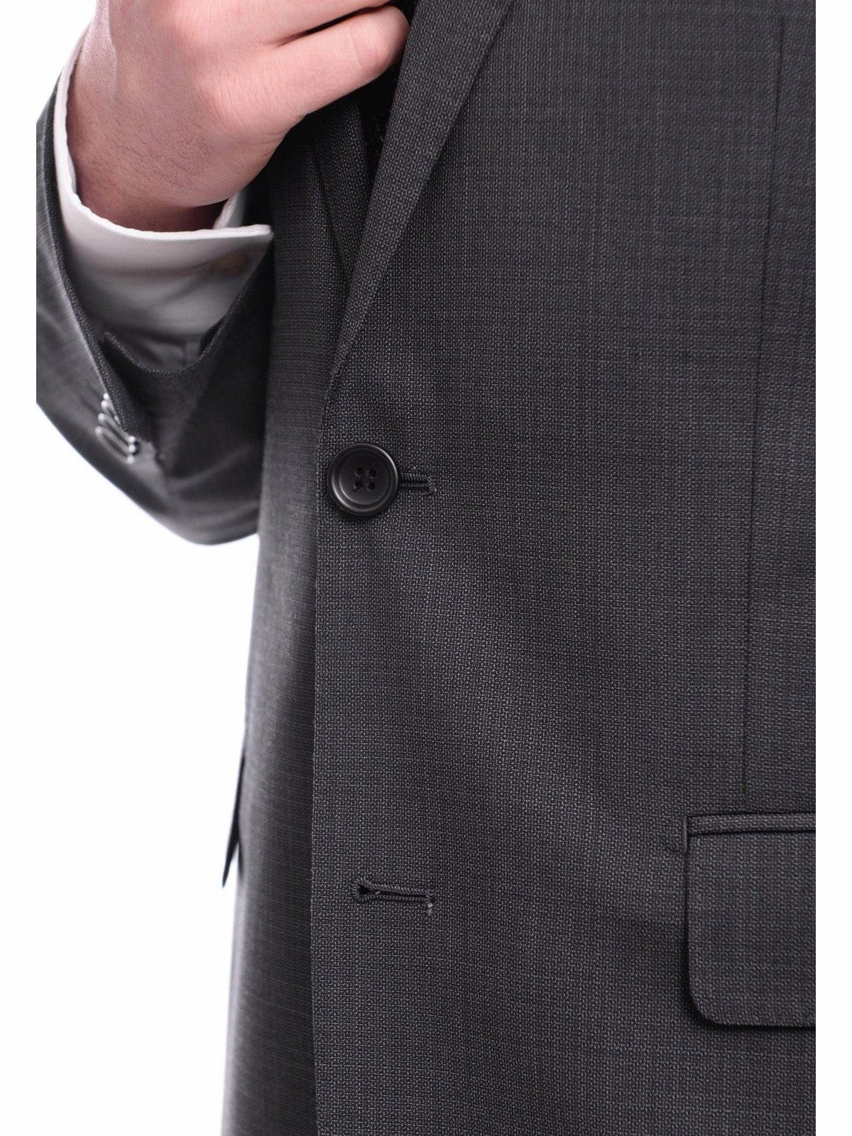 Mens Extra Slim Fit Gray Texured Two Button Wool Suit