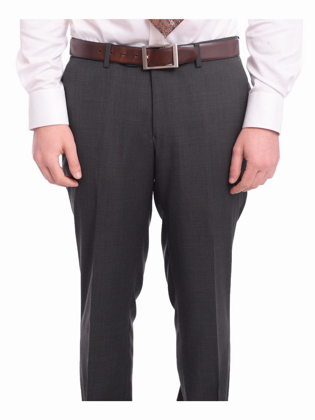 Mens Extra Slim Fit Gray Texured Two Button Wool Suit