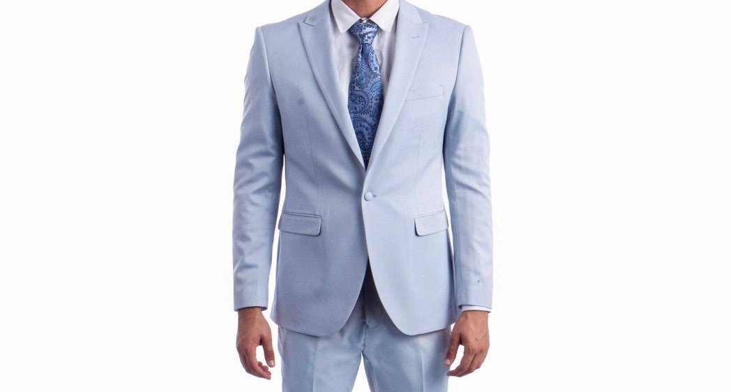 Metropolis Modern Collection: Light Blue Two-Piece Suit – Skinny Fit