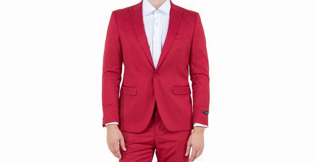 Metropolis Modern Collection: Red Two-Piece Suit – Skinny Fit