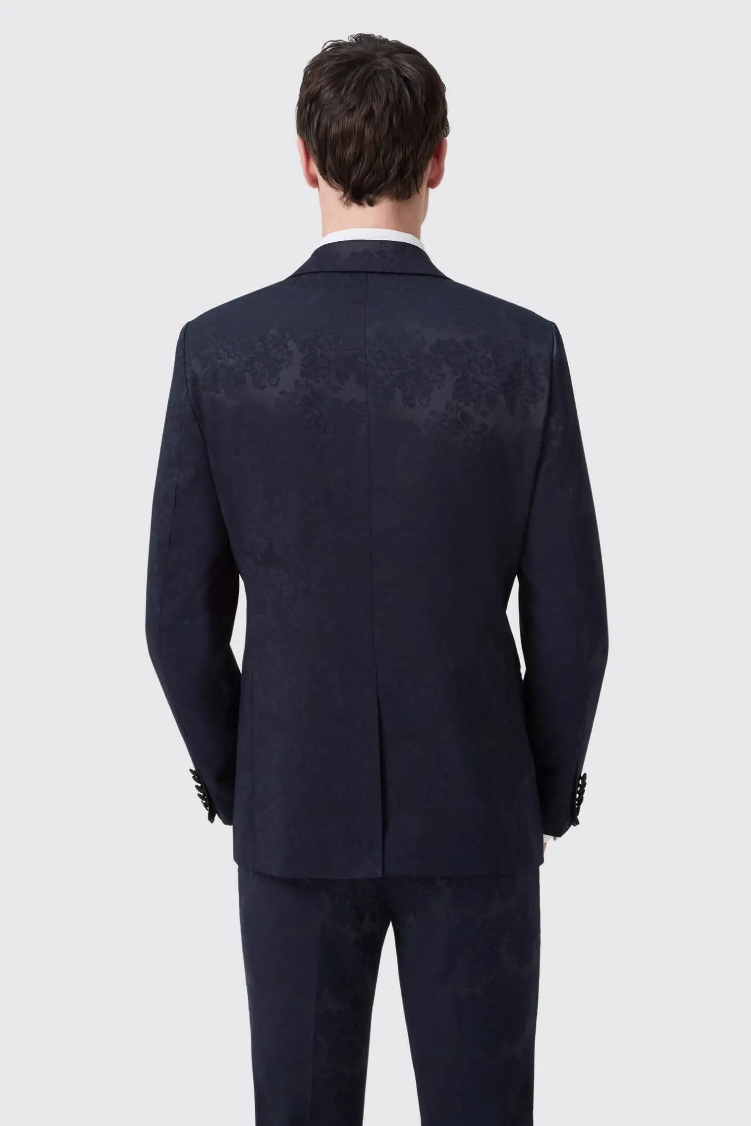 Minerva Slim Fit Navy Jacquard Tuxedo Suit
