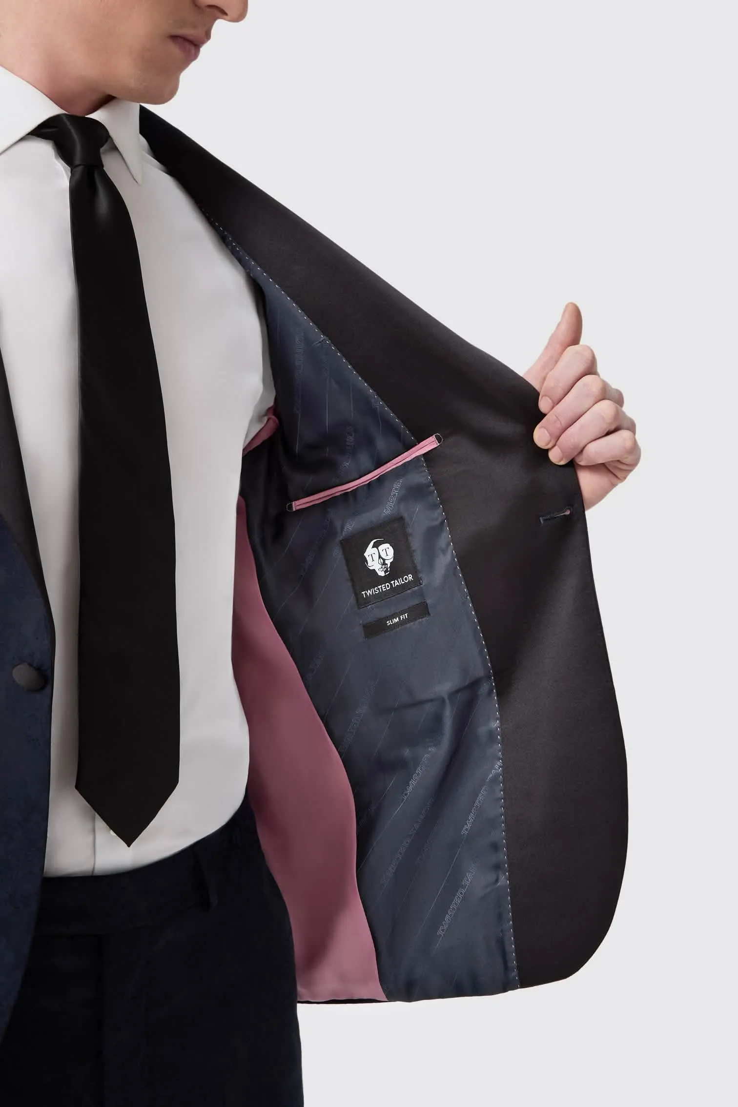 Minerva Slim Fit Navy Jacquard Tuxedo Suit