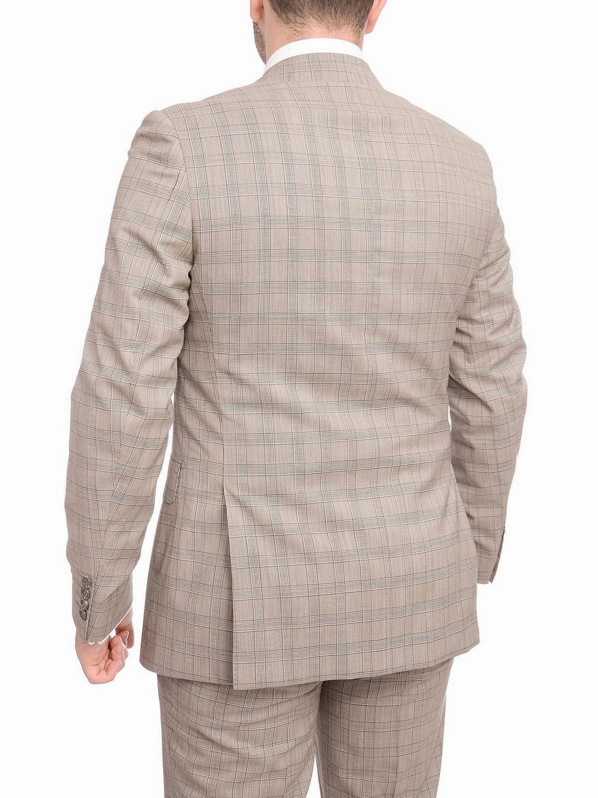 Napoli Slim Fit Light Brown Glen Plaid Half Canvassed Marzotto Wool Suit