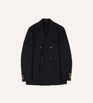 Navy Wool Double-Breasted Blazer