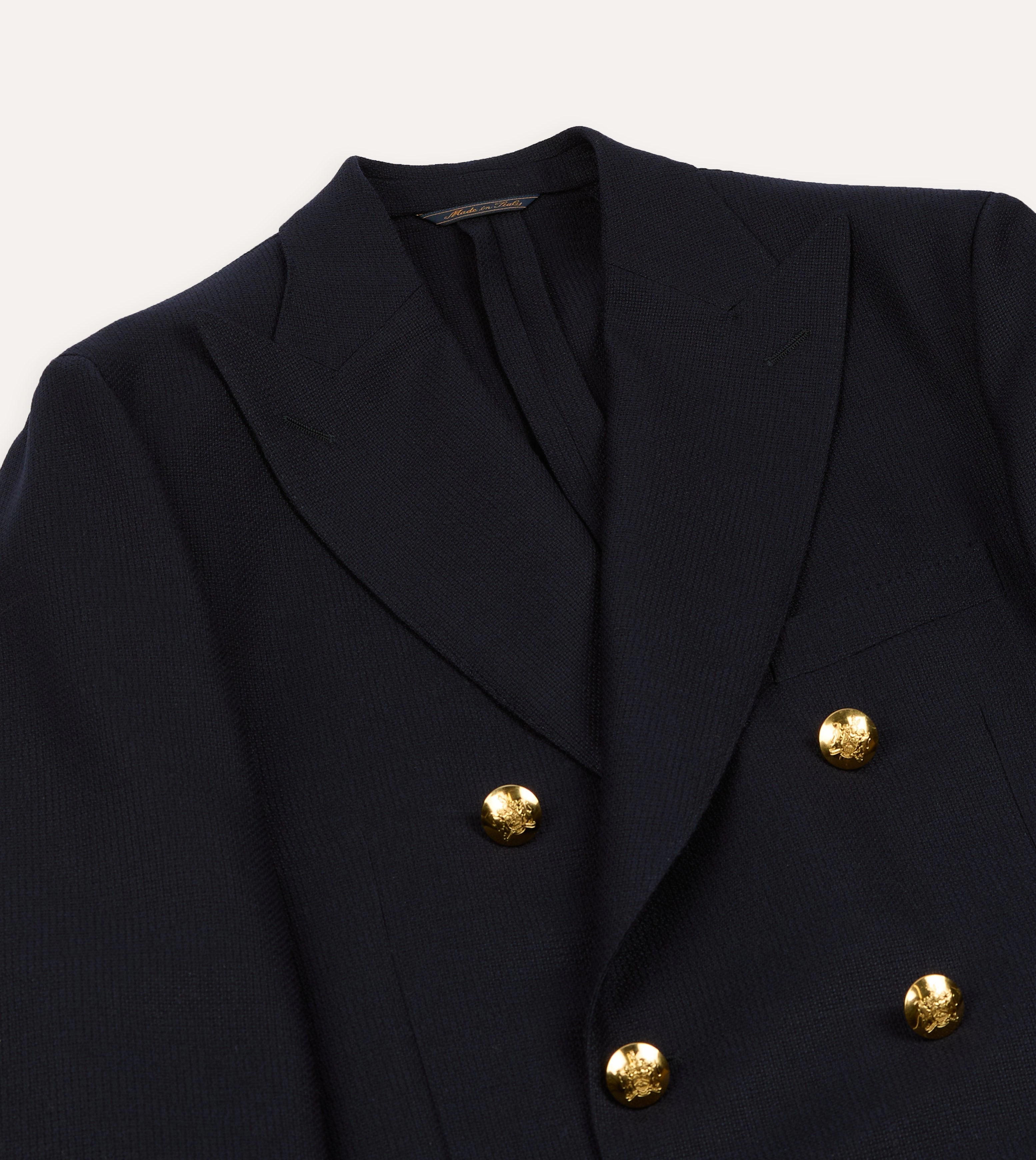 Navy Wool Double-Breasted Blazer