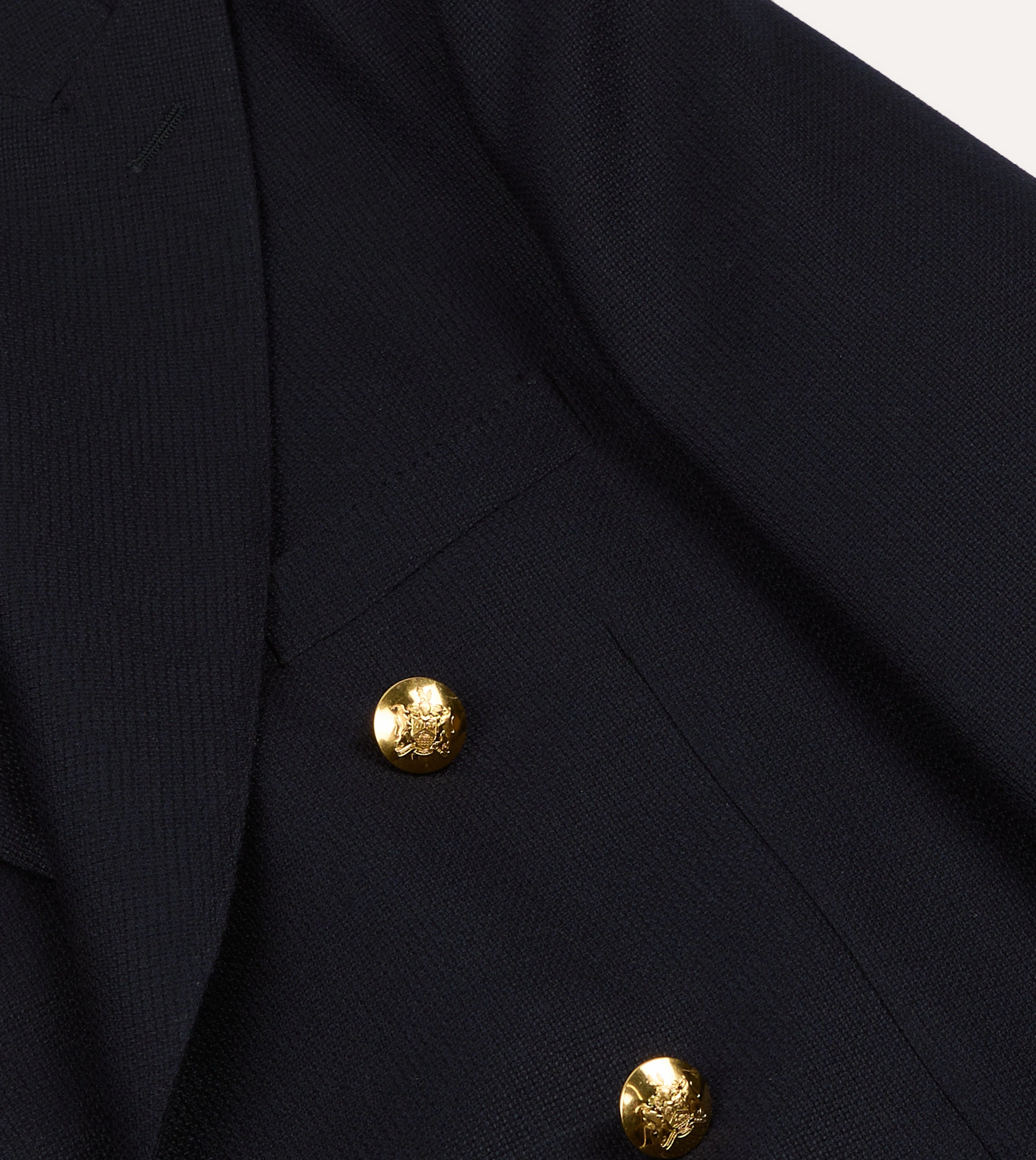 Navy Wool Double-Breasted Blazer