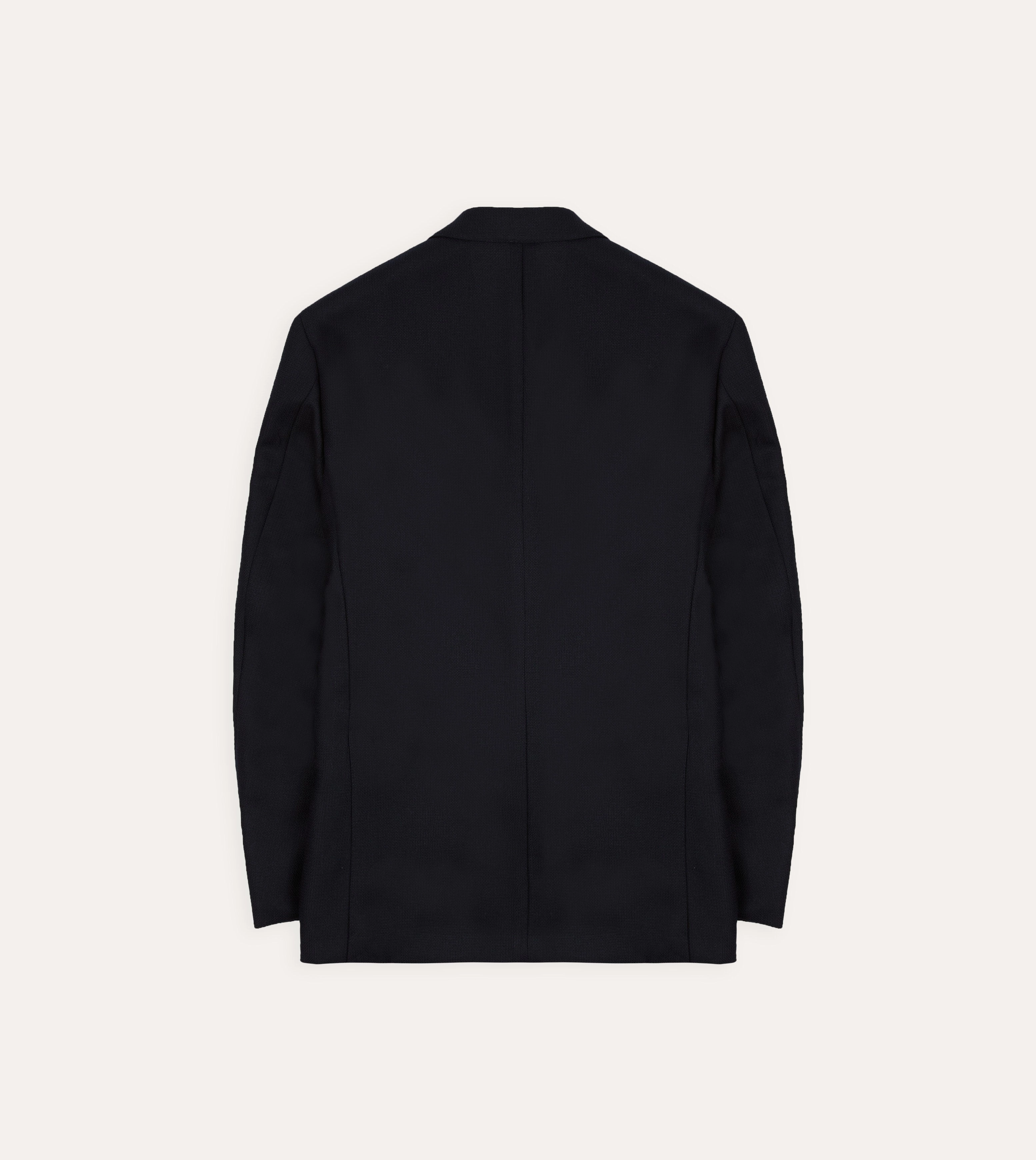 Navy Wool Double-Breasted Blazer